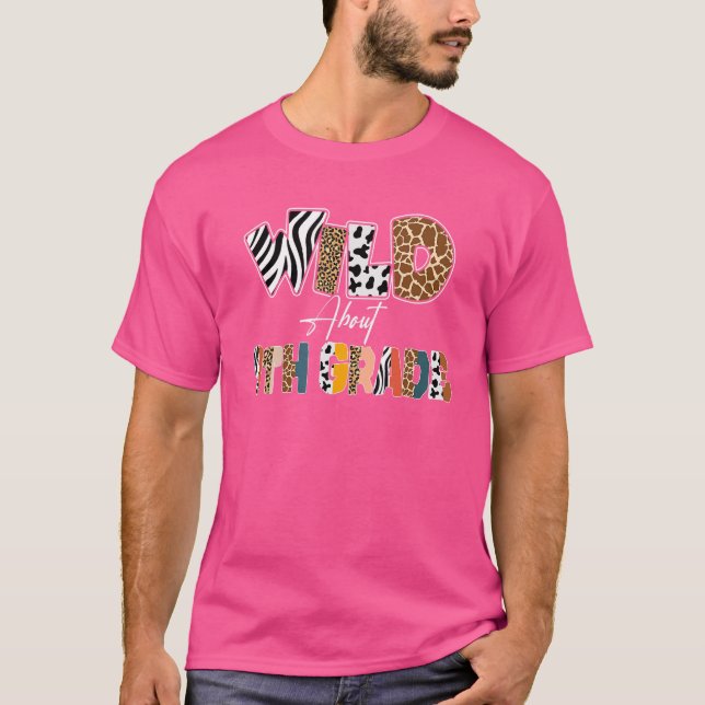 Vild omkring 9:e Klass Back to school Leopard T Shirt (Framsida)