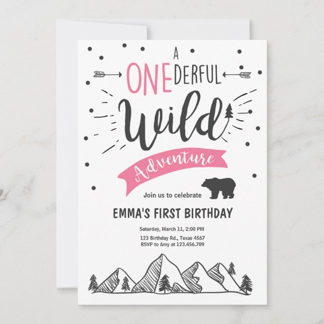 Vild OnAdventure First Birthday-inbjudan Inbjudningar (Framsida)
