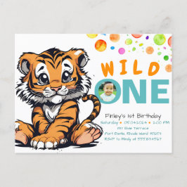 Vild ONE Baby 1st Birthday med tiger & Bubbles Vykort