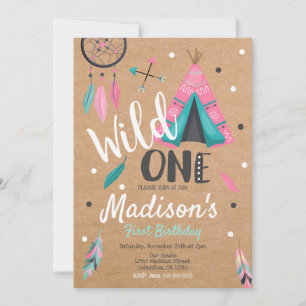 Vild One Dreamcatcher Teepee Birthday-inbjudan Inbjudningar