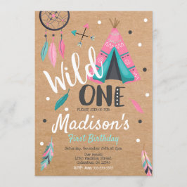 Vild One Dreamcatcher Teepee Birthday-inbjudan Inbjudningar
