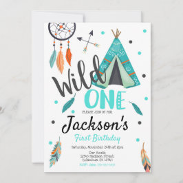 Vild One Dreamcatcher Teepee Birthday-inbjudan Inbjudningar