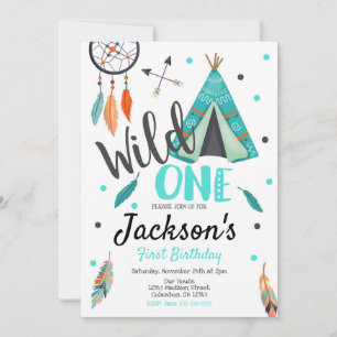 Vild One Dreamcatcher Teepee Birthday-inbjudan Inbjudningar