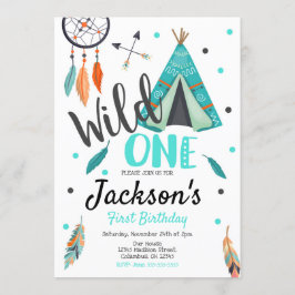 Vild One Dreamcatcher Teepee Birthday-inbjudan Inbjudningar