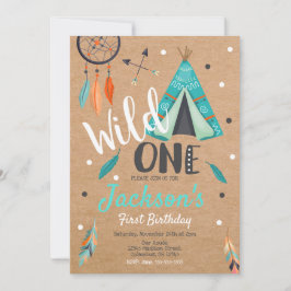 Vild One Dreamcatcher Teepee Birthday-inbjudan Inbjudningar