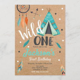 Vild One Dreamcatcher Teepee Birthday-inbjudan Inbjudningar