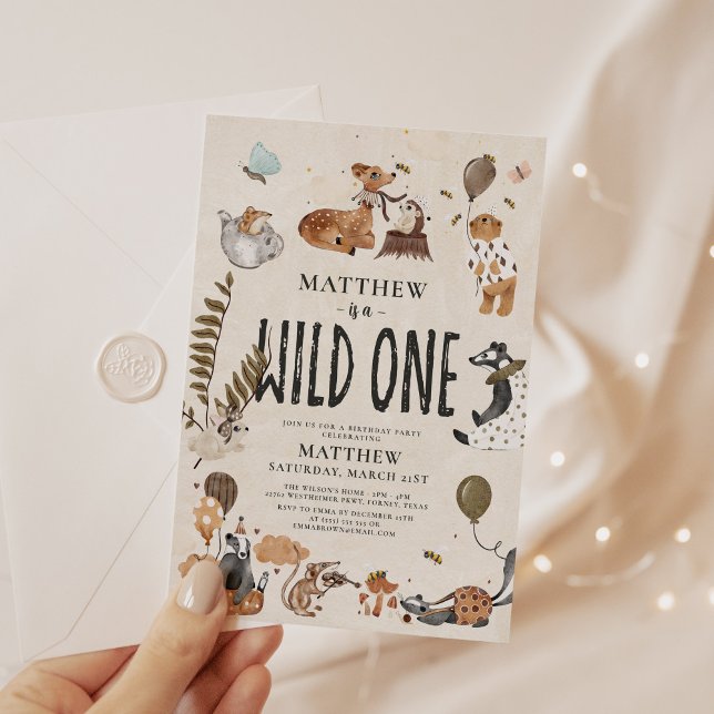 Vild One Enchanting Woodland Boy 1st Birthday Inbjudningar (Skapare uppladdad)