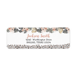 Vild One Girl Leopard Print Birthday Address Label Returadress Etikett