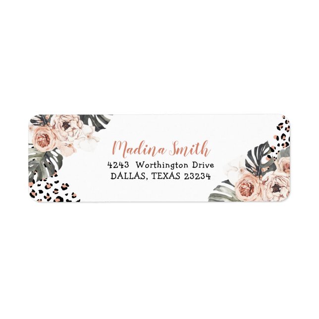 Vild One Girl Leopard Print Birthday Address Label Returadress Etikett (Framsidan)