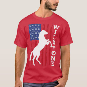 Vild One Horse Lover American Flagga Distres T Shirt