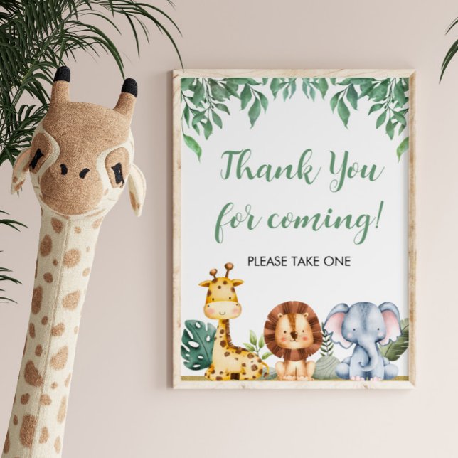 Vild ONE Safari Animals Tack för att du kom och si Poster (Skapare uppladdad)