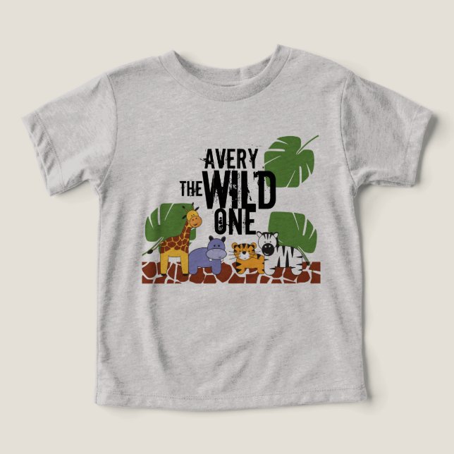 VILD ONE Safari First Birthday Personlig T Shirt (Design Framsida)