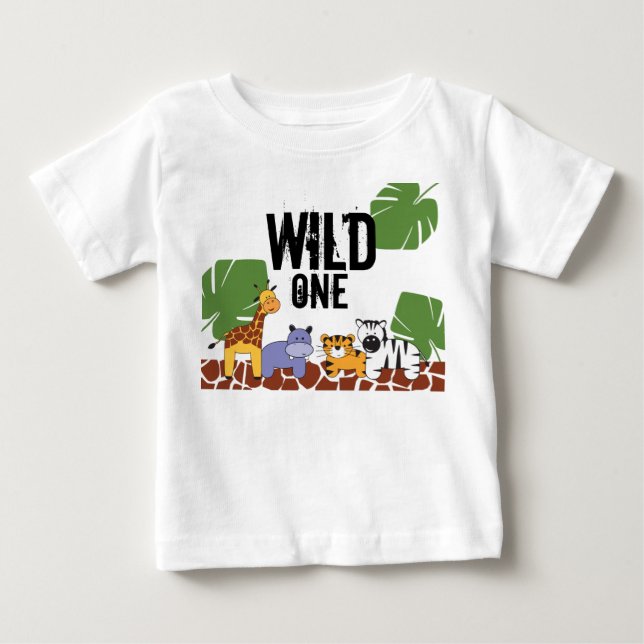 "VILD ONE" Safari, Jungle Theme First Birthday Tröja (Framsida)