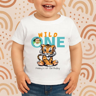 Vild ONE Tiger First Birthday Outfit Boys eller Gi T Shirt