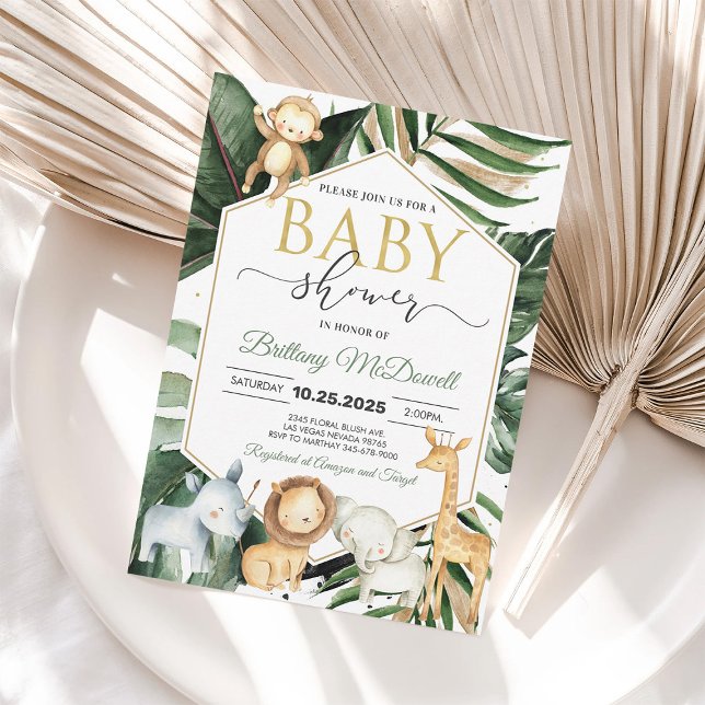 Vild oneafari Könsneutral baby shower-inbjudan Inbjudningar (Skapare uppladdad)