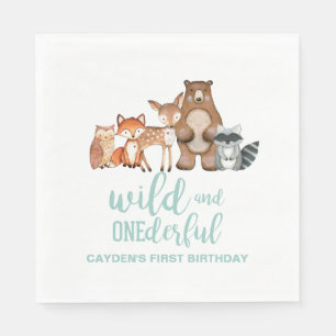 Vild Onederful Woodland Animal First Birthday Napk Pappersservett