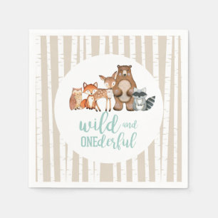 Vild Onederful Woodland Animal First Birthday Pappersservett