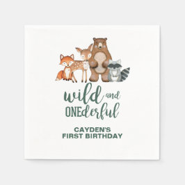 Vild Onederful Woodland Animal First Birthday Pappersservett