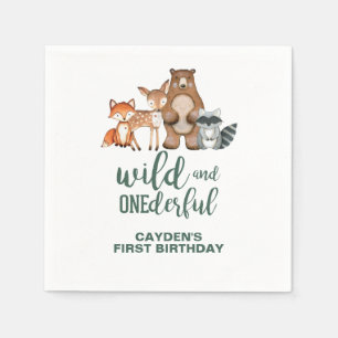 Vild Onederful Woodland Animal First Birthday Pappersservett