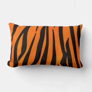 Vild Orange Black Tiger Rand Animal Print Lumbarkudde
