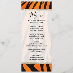 Vild Orange Black Tiger Rand Animal Print Meny