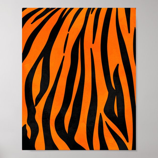 Vild Orange Black Tiger Rand Animal Print Poster (Framsidan)