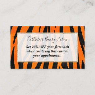Vild Orange Black Tiger Rand Animal Print Rabattkort