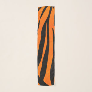 Vild Orange Black Tiger Rand Animal Print Sjal