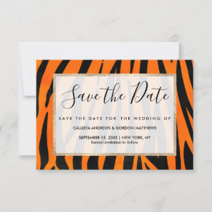 Vild Orange Black Tiger Rand Animal Print Spara Datumet
