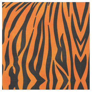 Vild Orange Black Tiger Rand Animal Print Tyg