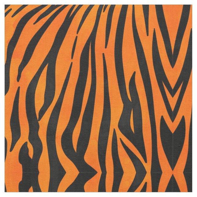 Vild Orange Black Tiger Rand Animal Print Tyg (Närbild)