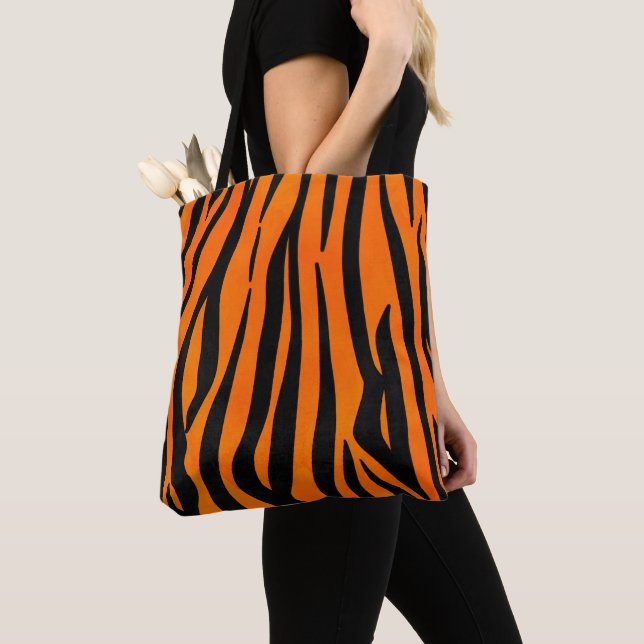 Vild Orange Black Tiger Rand Animal Print Tygkasse (Närbild)