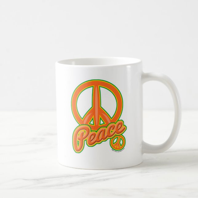 Vild Orange Fredstecken Groovy Sixties Slogan Kaffemugg (Höger)