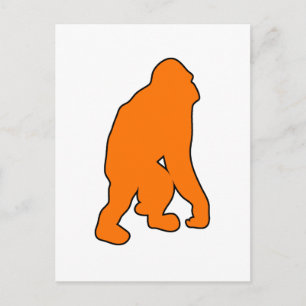 Vild Orangutan Underbar Ape Monkey Silhouette Vykort