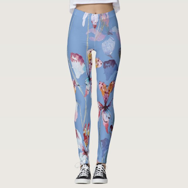 Vild Orchid Elegance: Watercolor Luxury Leggings (Framsida)