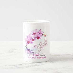 Vild Orchid Flower Blommar 50:e födelsedagen Benporslin Mugg