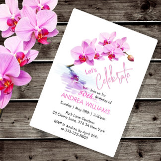 Vild Orchid Flower Blommar 50:e födelsedagen Inbjudningar