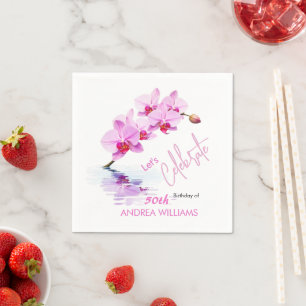 Vild Orchid Flower Blommar 50: e födelsedagslöjor Pappersservett