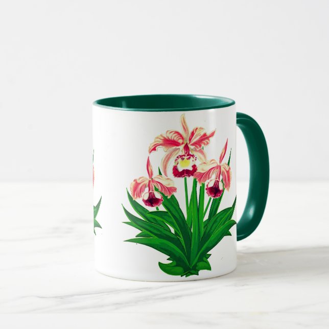 Vild Orchids - Coral Rosa Orchids och Foliage Mugg (Framsida höger)