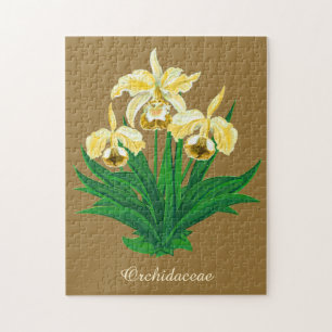 Vild Orchids - Golden Gult Orchids och Foliage Pussel