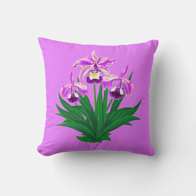 Vild Orchids - Light Lila Orchids and Foliage Kudde (Framsida)