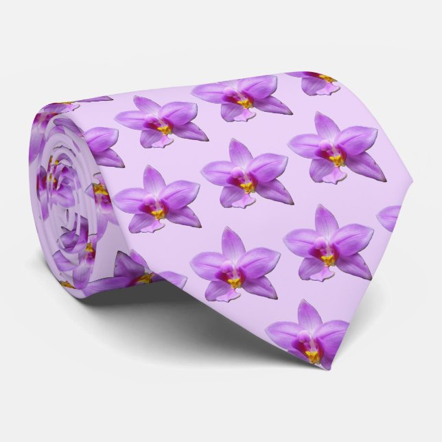 Vild orkidé lila tropisk blomma slips (Rullad)