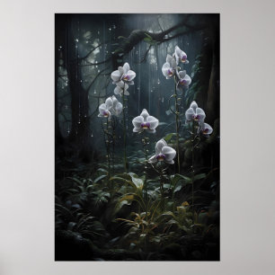 Vild orkidé skogs tryck, Mörk Academia gotisk Poster