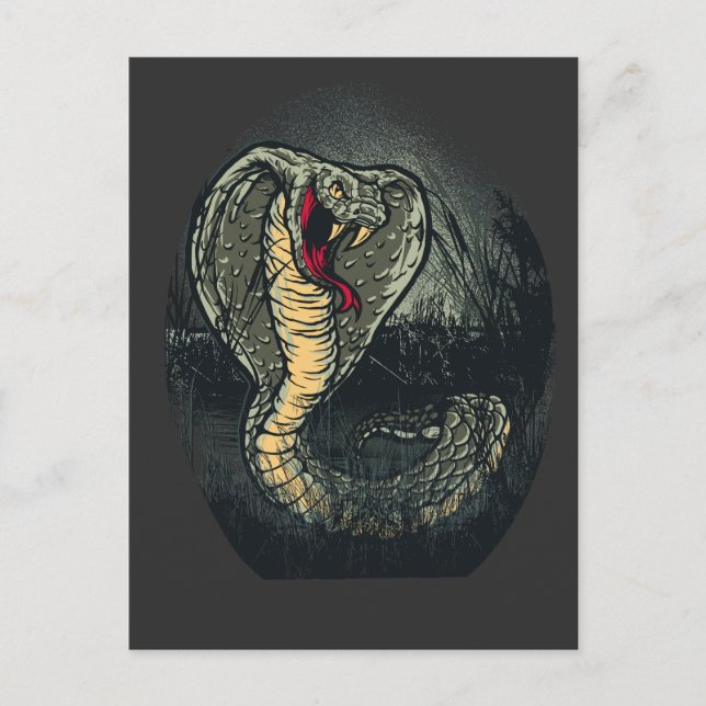 Vild Orm Cobra Mörk Djungel Tatuering Konst Vykort (Framsida)