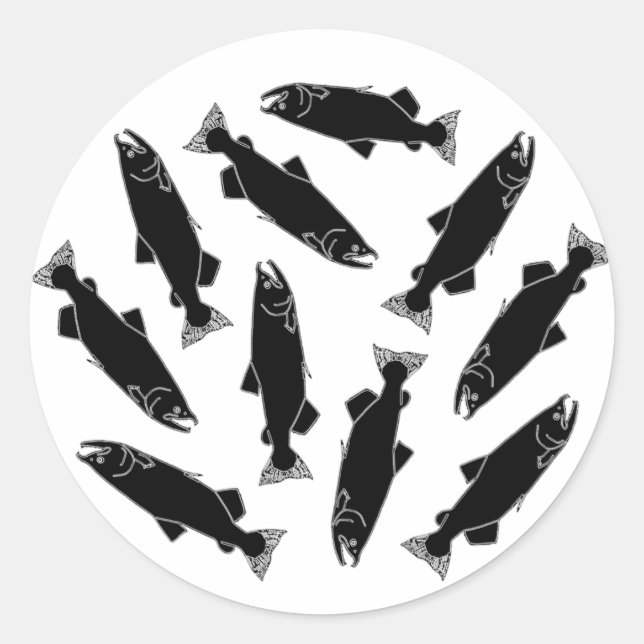 Vild Pacific Salmon Runt Klistermärke (Framsida)