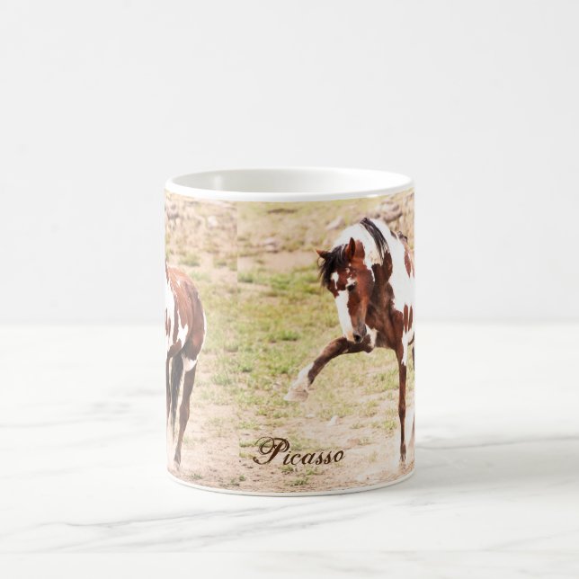 Vild Paint Horse Picasso Photo Coffee Tea Mugg (Center)