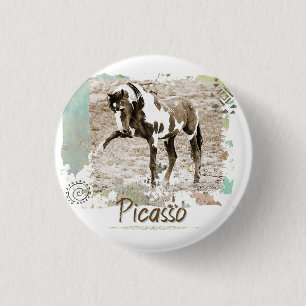 Vild Paint Horse Picasso Western Photo Button Pin Knapp
