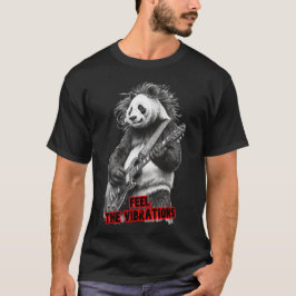 Vild Panda som spelar Rock & Roll på en Svart T Shirt