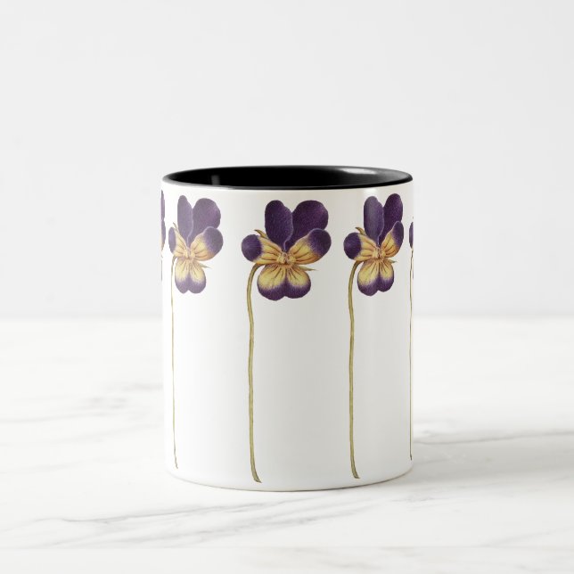 Vild Pansy-blomman hand plockade Två-Tonad Mugg (Center)