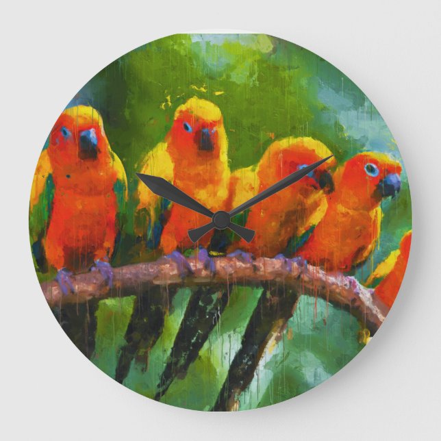VILD PARROTS WALL CLOCK STOR KLOCKA (Framsida)